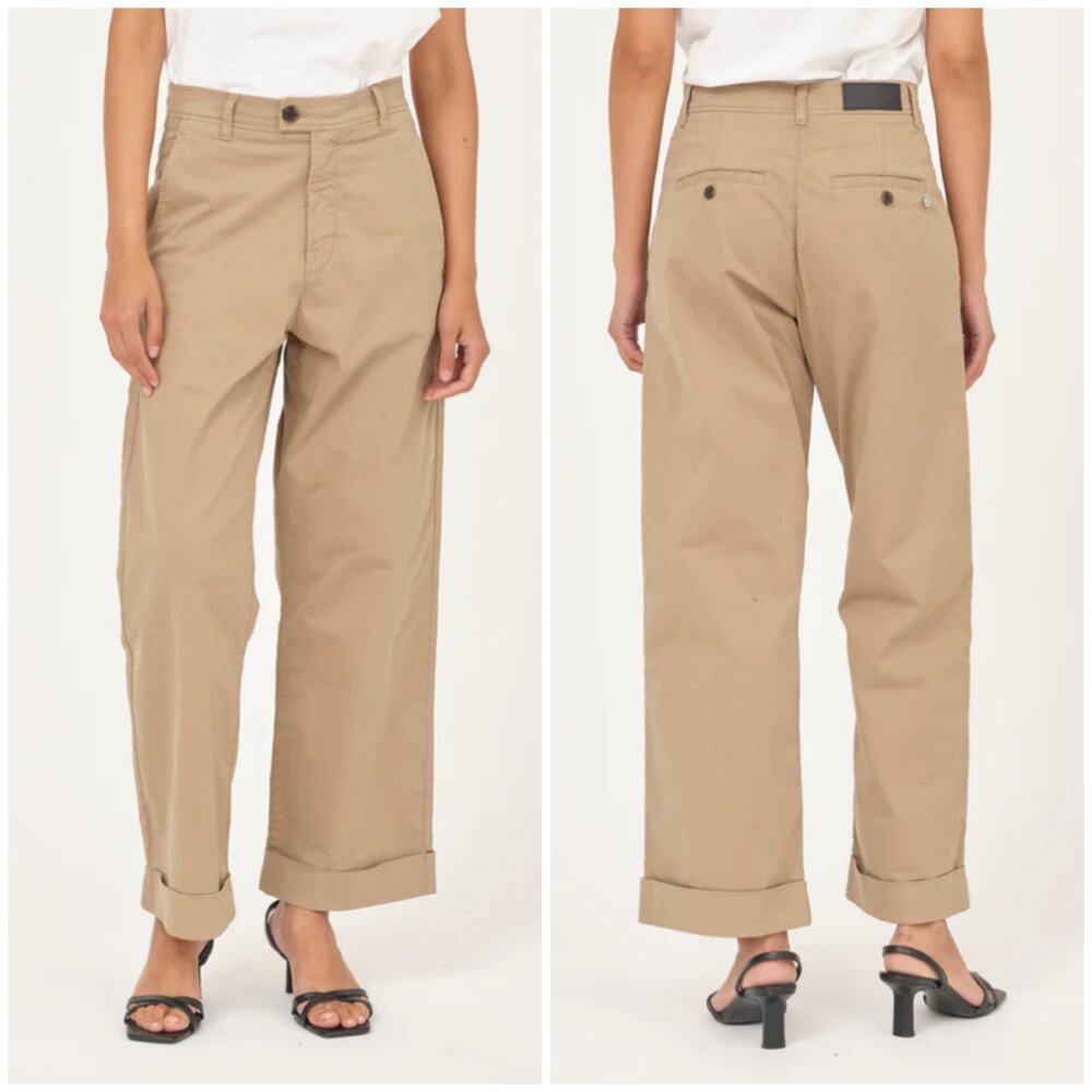 Pieszak Birkin Weekend Chino Pant High Rise Wide Leg Khaki 26x32